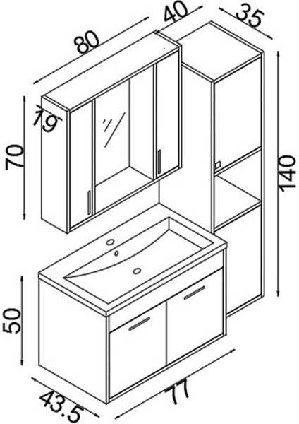 Lizbon 80 Cm Mdf Banyo Dolabı Seti fırsatları