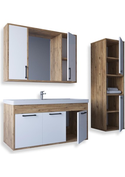 Lizbon 100 cm Mdf Banyo Dolabı Seti ve Boy Dolabı