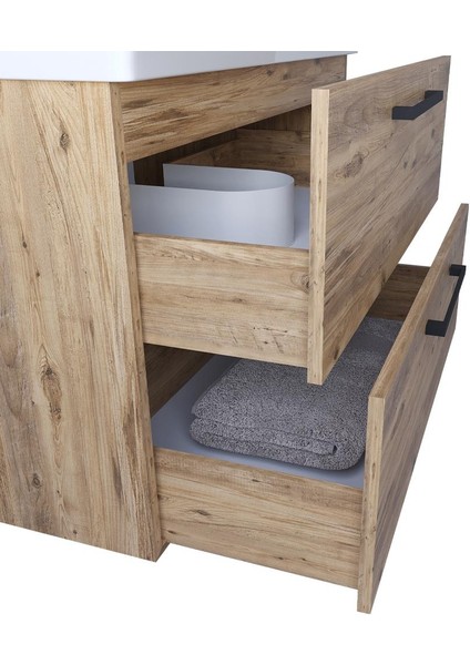 Batum 80 Cm Beyaz Mdf Banyo Dolabı Seti Çekmeceli modelleri