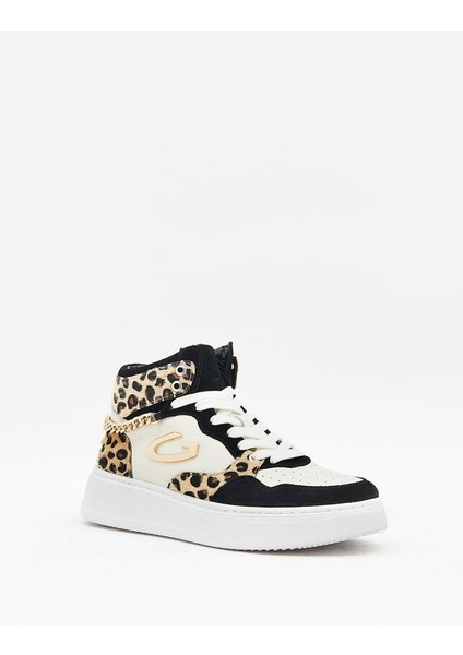 New Era 0157 Kadın Siyah Leopar Deri Sneaker