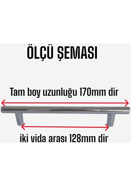 Boy Kulp Krom 128 mm Kulp Mobilya Mutfak Dolabı Çekmece Dolap Kapak Kulpu Kulbu Metal Kulpları