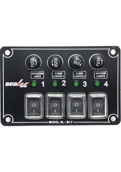 Sealux Marine 4 Anahtarlı Switch Panel Kontrol Paneli Yatay 12-24v Ölçüleri 80X120mm