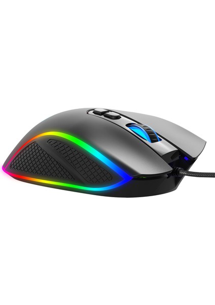 Nova V1 12800 Dpi Wide RGB Özel ABS Doku & Claw's Reflex Örgü Kablolu Ekstra Fire Butonlu Gaming Mouse - Siyah