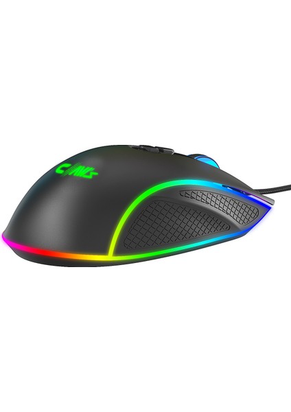 Nova V1 12800 Dpi Wide RGB Özel ABS Doku & Claw's Reflex Örgü Kablolu Ekstra Fire Butonlu Gaming Mouse - Siyah