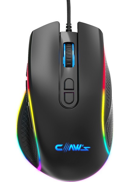 Nova V1 12800 Dpi Wide RGB Özel ABS Doku & Claw's Reflex Örgü Kablolu Ekstra Fire Butonlu Gaming Mouse - Siyah