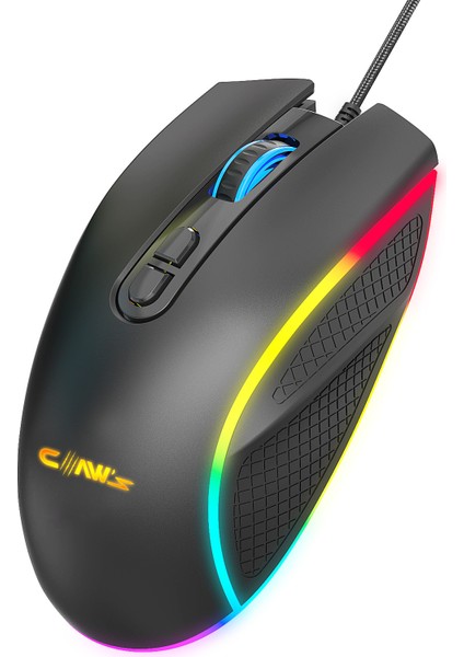 Nova V1 12800 Dpi Wide RGB Özel ABS Doku & Claw's Reflex Örgü Kablolu Ekstra Fire Butonlu Gaming Mouse - Siyah