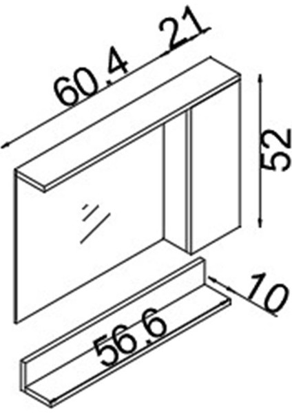 Eko 65 cm Mdf Banyo Aynalı Üst Dolap
