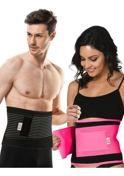 Neopren Göbek Incel Sauna Etkili Ayarlanabilir Pembe Renk Lastikli Termal Bel Kemeri