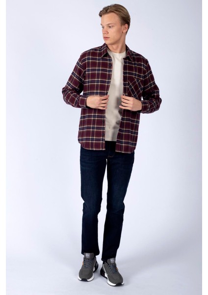 Argoses Erkek Dokuma U.kol Gömlek Mürdüm-Haki