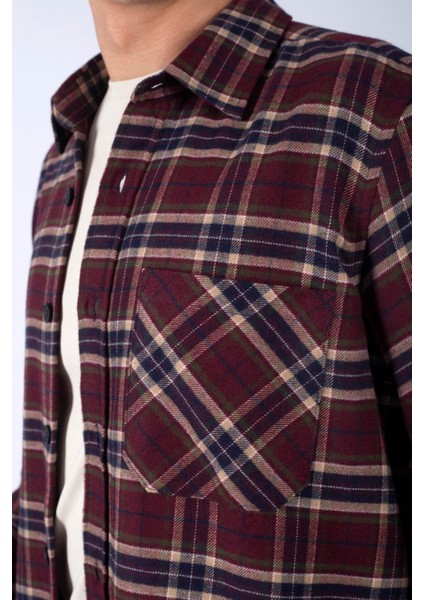 Argoses Erkek Dokuma U.kol Gömlek Mürdüm-Haki fırsatları