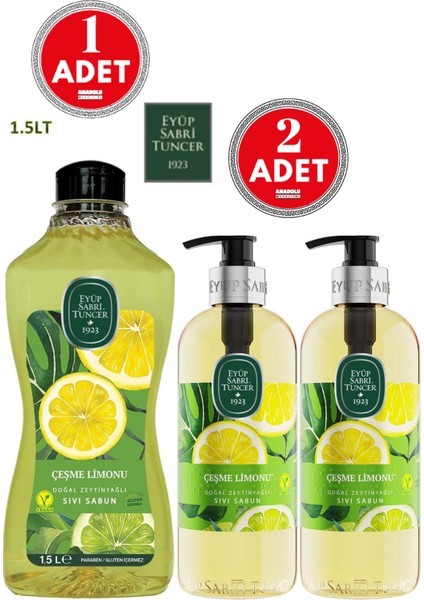Sıvı Sabun Seti Çeşme Limonu 500 ml x 2 Adet ve 1500 ml