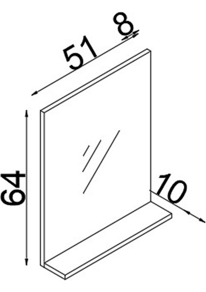 Prag 65CM Mdf Banyo Üst Aynalı Dolap