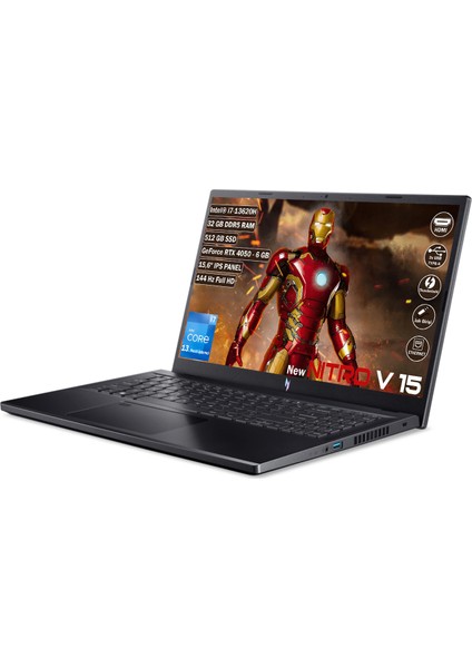 Nitro V 15 ANV15-51 Intel Core I7 13620H 32 GB 512 GB SSD Rtx 4050 6 GB Freedos 15.6" Fhd IPS Taşınabilir Bilgisayar NH.QNBEY.005+325