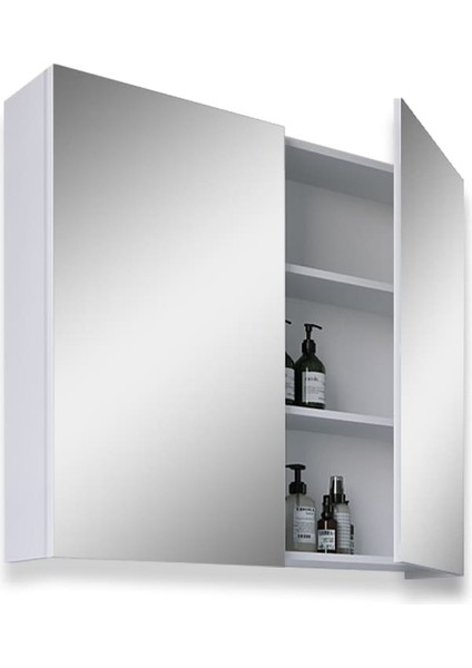 Yalova 80 cm Mdf Banyo Aynalı Üst Dolap modelleri