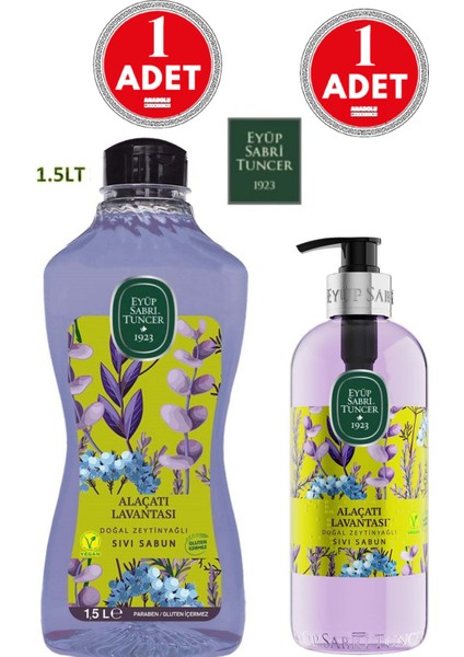 Alaçatı Lavantası Sıvı Sabun Seti 1500 ml ve 500 ml