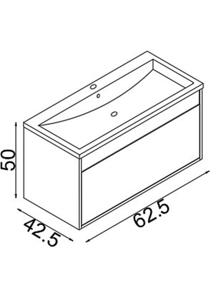 Teta Home Mersin 65 cm Mdf Banyo Lavabolu Alt Dolap