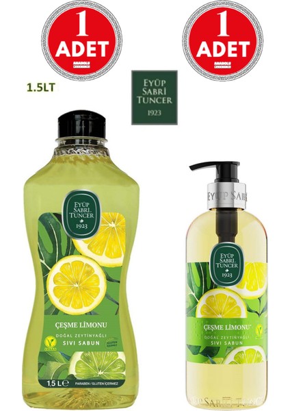 Sıvı Sabun Seti Çeşme Limonu 500 ml ve 1500 ml