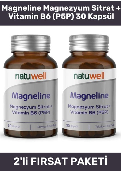 Magneline Magnezyum Sitrat + Vitamin B6 (P5P) 30 Kapsül - 2 Adet