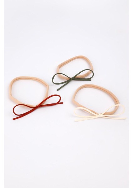 Yeşil-Bordo-Ekru Deri Fiyonk 3'lü Kız Çocuk Saç Bandı Set fiyatları