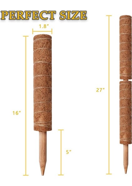 Bitki Tırmanma Çubukları - 1 x Hindistan Cevizi Kabuğu Totem Direği 1 Rulo x Bahçe Bandı 15 x Bitki Etiketi -… (Yurt Dışından)
