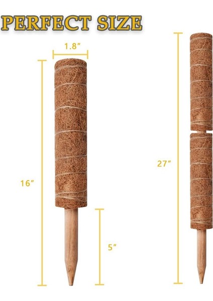 Bitki Tırmanma Çubukları - 1 x Hindistan Cevizi Kabuğu Totem Direği 1 Rulo x Bahçe Bandı 15 x Bitki Etiketi -… (Yurt Dışından)