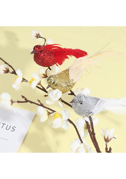 Tüylü Glitter Kuş Ağacı Klip On Diy Ev Süsleme Parti Süslemeleri Mj (Yurt Dışından)