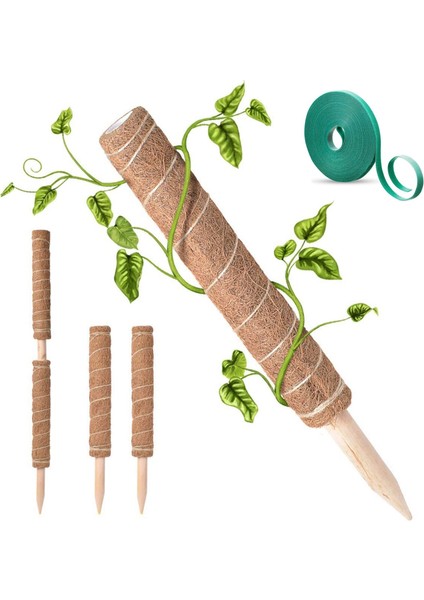 Hindistan Cevizi Yosunu Totem Uzatma Çubuğu - 2 x Hindistan Cevizi Totem Direği 2 x Bahçe Destek Bağları (Toplamda 4 M) - Kahverengi (Yurt Dışından)