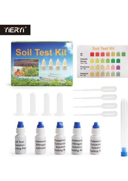 Yıeryı Toprak Test Kiti, Toprak Ph Test Solüsyonu, Fosfor Test Reaktifi, Amonyak Azot Test Reaktifi, Potasyum Test Reaktifi (Yurt Dışından)