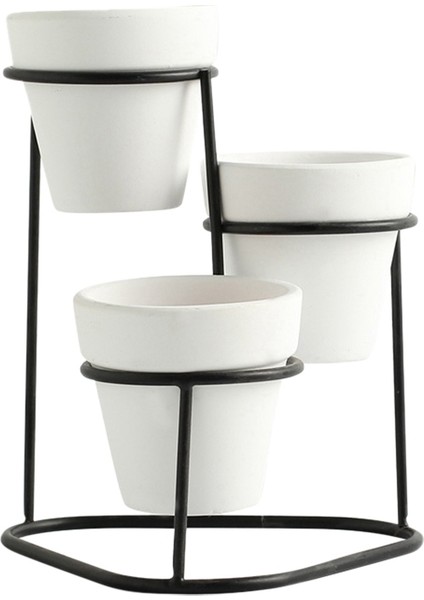Bonsai Standı-3 x Saksı 1 x Saksı Tutucu-Beyaz (Yurt Dışından)