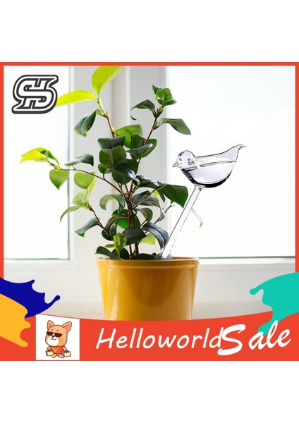 Helloworld Bitki Sulama Cihazı Mini Sevimli Kuş Şekli Şeffaf Cam Çiçek Suluk (Yurt Dışından)