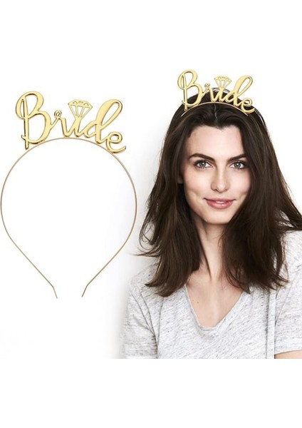 Bride Metal Taç ve Kuşak Seti & Bekarlığa Veda Partisi & Beyaz Altın Kuşak Altın Taç modelleri