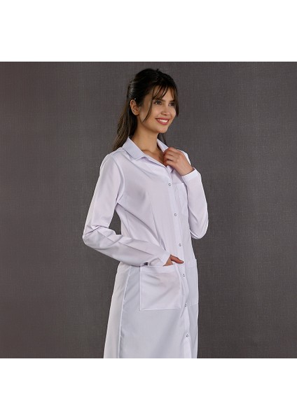 Kadın Klasik Yaka Doktor Önlüğü Hemşire Eczacı Öğretmen Labaratuvar Alpaka Kumaş fırsatları