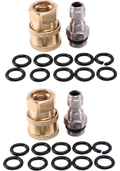 2x Basınçlı Yıkama Adaptörü Seti, 20 Paket O-Ringli 1/4 Inç Hızlı Bağlantı Kesme KITI.5000 Psi (Yurt Dışından)