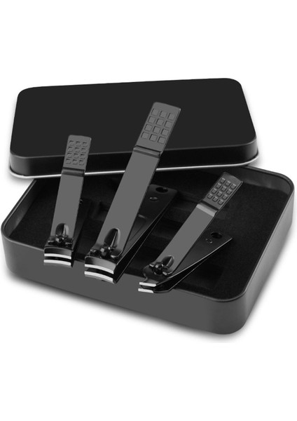 3 Adet/takım Siyah Tırnak Makası Paslanmaz Çelik Sağlam Ultra Keskin Kaymaz Profesyonel Düzeltme Manikür Tırnak Bakımı Aracı Set (Yurt Dışından)