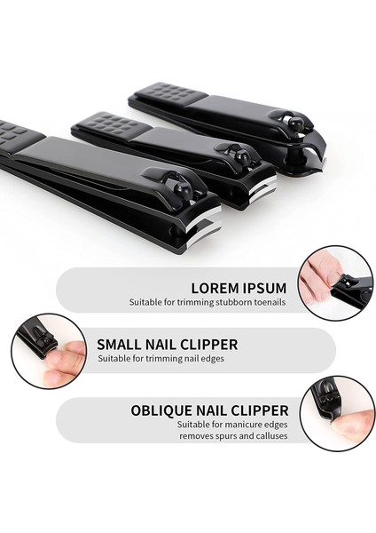 3 Adet/takım Siyah Tırnak Makası Paslanmaz Çelik Sağlam Ultra Keskin Kaymaz Profesyonel Düzeltme Manikür Tırnak Bakımı Aracı Set (Yurt Dışından) modelleri