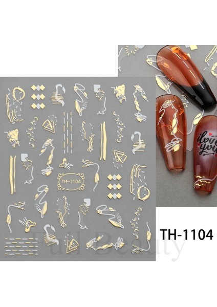 3D Altın Dalga Çizgi Tırnak Etiket Mermer Mavi Geometri Soyut Çiçekler Nail Art Kaydırıcılar Çıkartmaları Folyo Manikür Süslemeleri Chth (Yurt Dışından) fırsatları