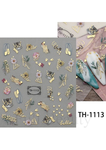 3D Altın Dalga Çizgi Tırnak Etiket Mermer Mavi Geometri Soyut Çiçekler Nail Art Kaydırıcılar Çıkartmaları Folyo Manikür Süslemeleri Chth (Yurt Dışından) indirimleri