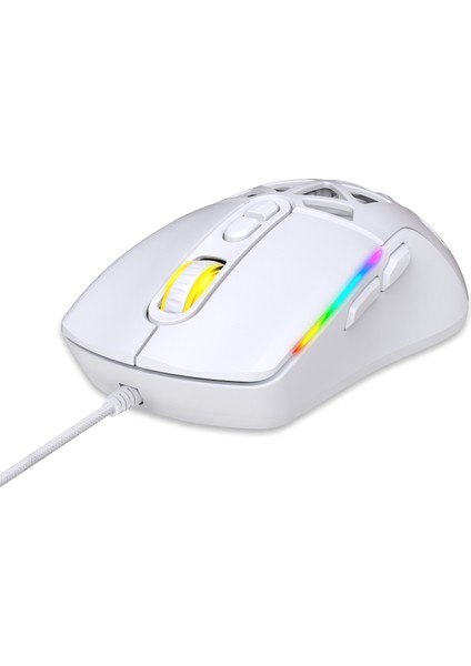 Nexus X1 12800 Dpi Wide RGB Özel ABS Doku, Claw's Reflex Örgü Kablolu & Değiştirilebilir Kapaklı Gaming Mouse - Beyaz