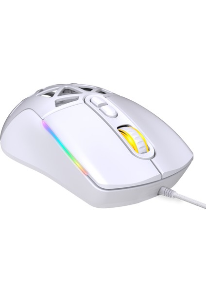 Nexus X1 12800 Dpi Wide RGB Özel ABS Doku, Claw's Reflex Örgü Kablolu & Değiştirilebilir Kapaklı Gaming Mouse - Beyaz