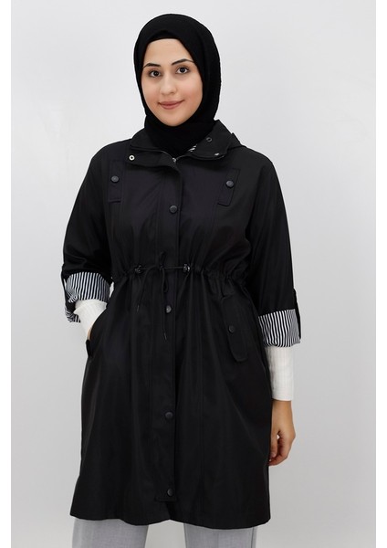 Bycoolest Butik 9005 Bycoolest Butik Orta Boy Bondit Kumaş Trençkot