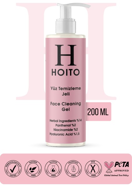 Yüz Temizleme Jeli 200 ml - Herbal Ingredients%14 Panthenol %2 Niacinamide%2 Hyaluronic Acid%1,5