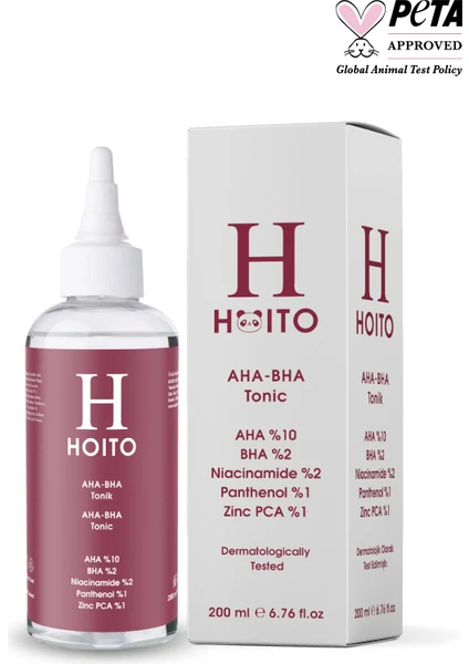 Aha Bha Tonik 200ML - Aha %10 Bha %2 Niacinamide %2 Panthenol %1 Zinc Pca %1