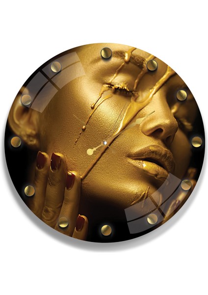 Altın Makyaj Cam Saat - 40 cm