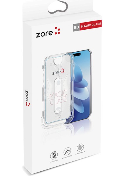 Apple iPhone 13 Pro Max Zore Kolay Uygulama Aparatlı 5d Magic Glass Cam Ekran Koruyucu