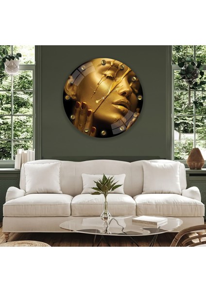 Altın Makyaj Cam Saat - 60 cm