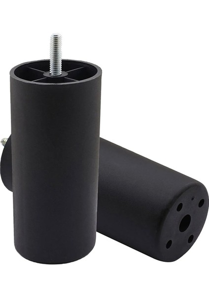 Sabit 12 cm Mobilya Baza Koltuk Puf Ayak Silindir Kanepe Destek Ayağı Siyah İnce Diş M8 (4 Adet)