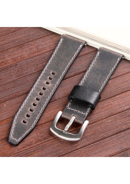 Fossil Deri Kordon 20MM 22MM 24MM FS4656 CH2586 CH2782 FS5132 FS5251 FJR1487 BG1175 Uyumlu Hakiki Deri Kayış Gri