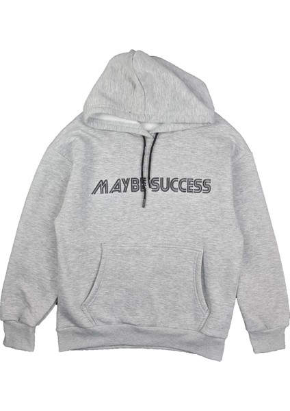 Erkek Çocuk Üç Iplik Kapüşonlu Kanguru Cepli Baskılı Sweatshirt Maybe Success