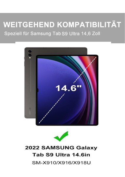 M.tk moveteck Samsung Galaxy S9 Ultra 14.6 Inç SM-X910 Klavyeli Tablet Kılıfı Kalem Bölmeli Bluetooth Kılıf Q