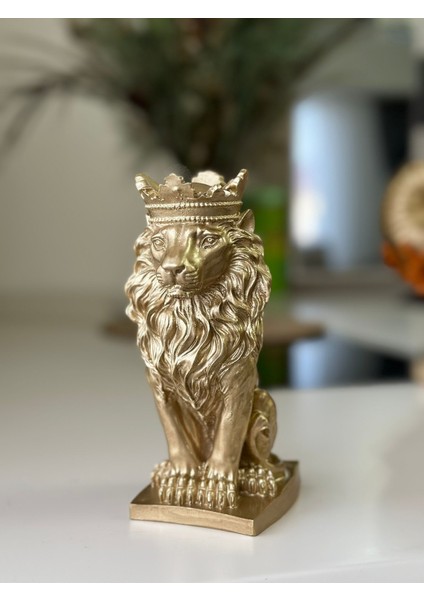 Gold Taçlı Aslan Heykel Biblo Ev Dekorasyon fiyatları
